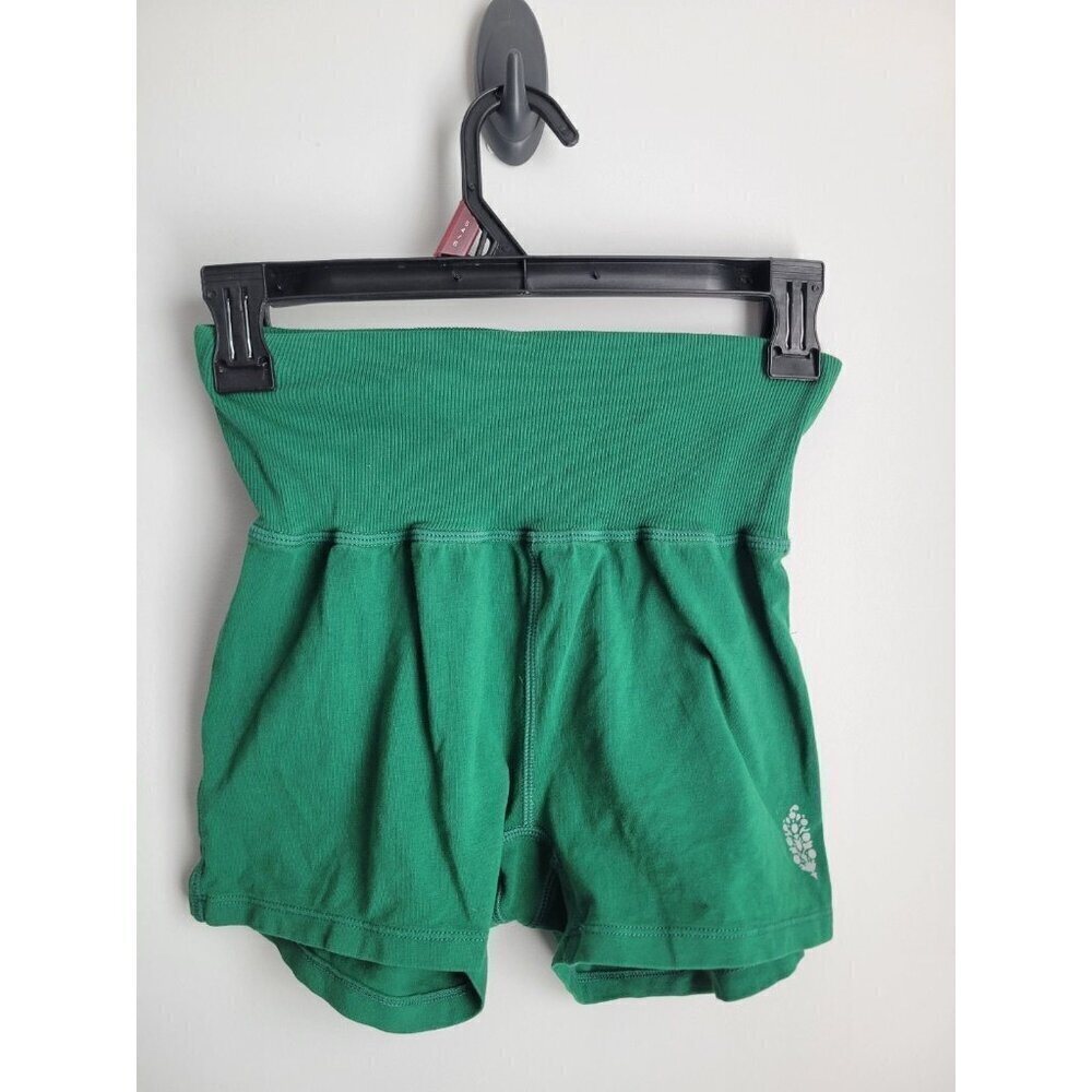 FP Movement Shorts Womens XS Green High Waist Cotton Roll Top